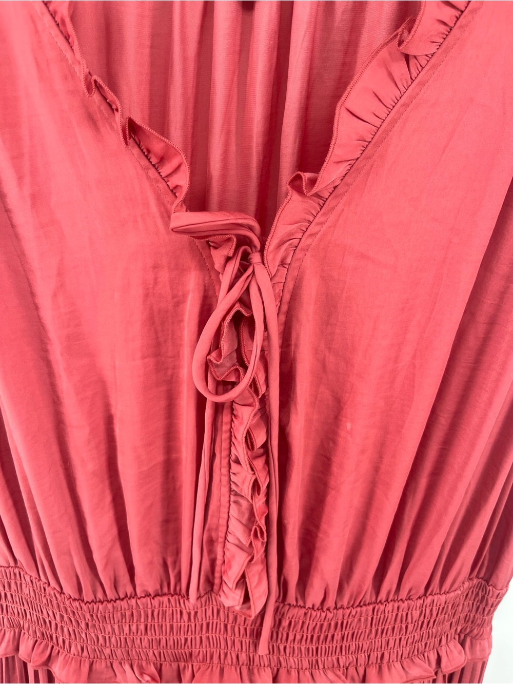 Lane Bryant Maxi Dress 26/28 Coral Pink Pleated Sleeveless Boho Resort Dress - Picture 10 of 13